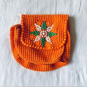 Vibrant Orange Beaded Floral Shoulder Bag | Fun & Trendy Spring Summer